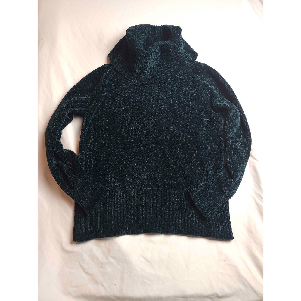 LOFT Turtleneck Sweater Womens Large Black Chunky Knit Pullover Cabincore Cozy